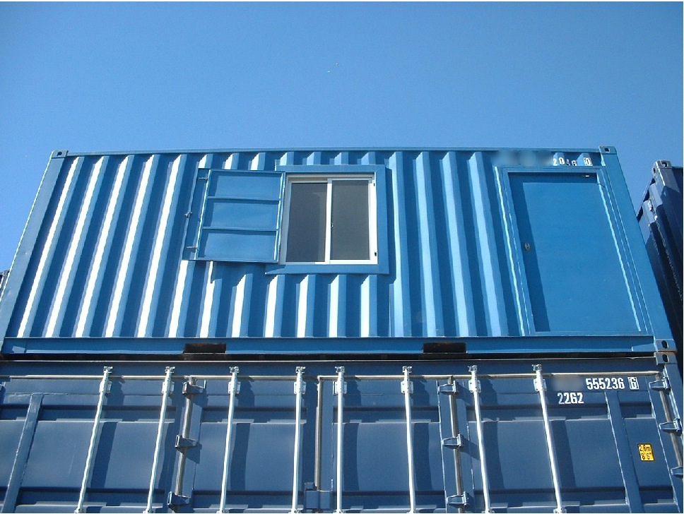 custom blue paint with a door and window