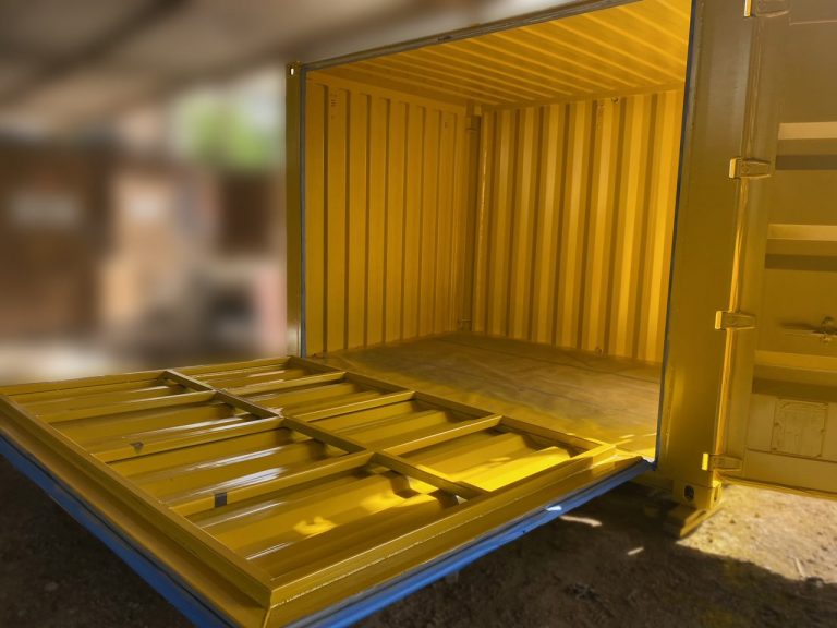 custom container with a dropdown wall painted yellow