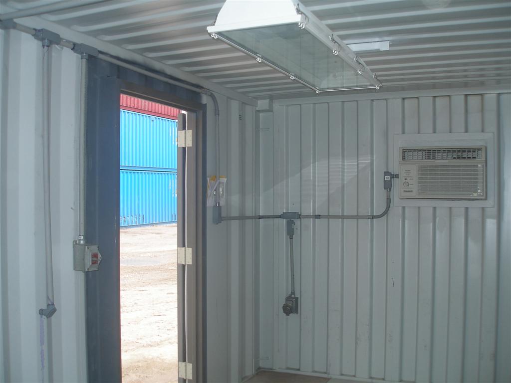 shipping container with door and a/c