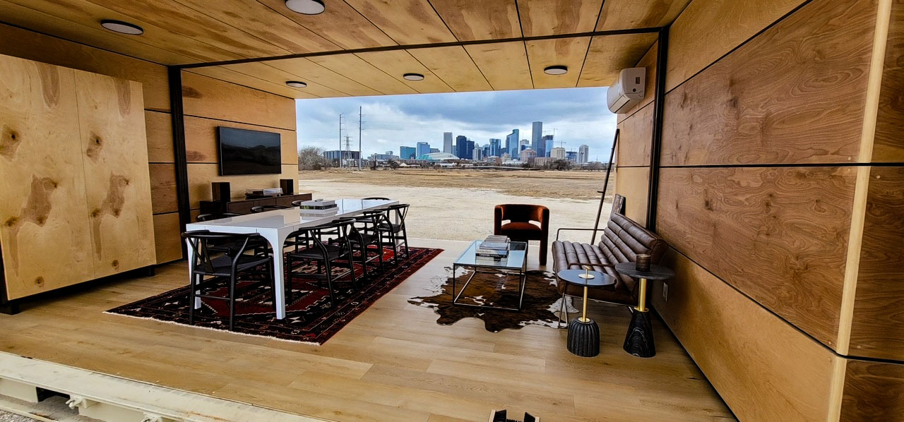 shipping container office downtown Houston TX