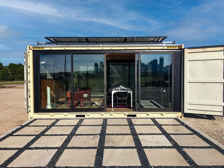 container office large sliding glass doors