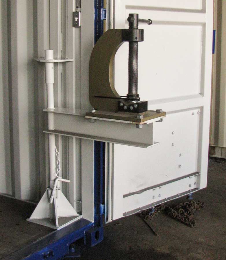 portable workshop with bridge crane, shipping container modifications